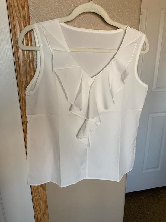 None Tops - RUFFLE White Sleeveless Blouse